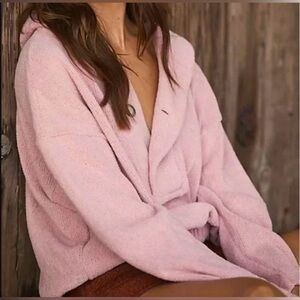 Free People Sweatshirt Pink with Buttons Size Medium